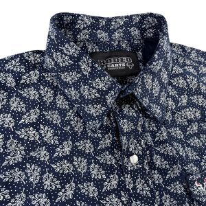 Vintage Rodeo Carte Western Pearl Snap Shirt Men's Large Blue White Floral